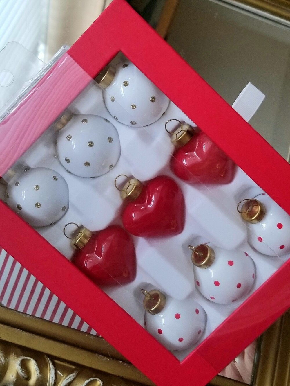 ❗Sugar Paper Red White Heart Holiday Ornament Set❗